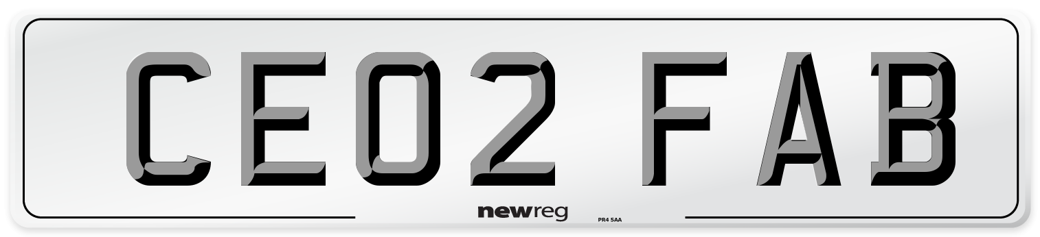 CE02 FAB Number Plate from New Reg